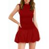 imageMilumia Womens Bubble Mini Dress Mock Neck Sleeveless Balletcore Puffy Short Party DressesRose Red