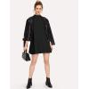 imageMilumia Womens Mock Neck T Shirt Dress Casual Short Sleeve Loose A Line Swing Mini DressBlack
