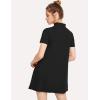 imageMilumia Womens Mock Neck T Shirt Dress Casual Short Sleeve Loose A Line Swing Mini DressBlack