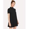 imageMilumia Womens Mock Neck T Shirt Dress Casual Short Sleeve Loose A Line Swing Mini DressBlack