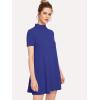 imageMilumia Womens Mock Neck T Shirt Dress Casual Short Sleeve Loose A Line Swing Mini DressBlue