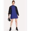 imageMilumia Womens Mock Neck T Shirt Dress Casual Short Sleeve Loose A Line Swing Mini DressBlue