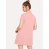 imageMilumia Womens Mock Neck T Shirt Dress Casual Short Sleeve Loose A Line Swing Mini DressCoral Pink