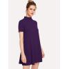 imageMilumia Womens Mock Neck T Shirt Dress Casual Short Sleeve Loose A Line Swing Mini DressGrape Purple
