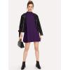imageMilumia Womens Mock Neck T Shirt Dress Casual Short Sleeve Loose A Line Swing Mini DressGrape Purple
