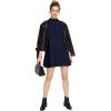 imageMilumia Womens Mock Neck T Shirt Dress Casual Short Sleeve Loose A Line Swing Mini DressNavy Blue