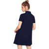 imageMilumia Womens Mock Neck T Shirt Dress Casual Short Sleeve Loose A Line Swing Mini DressNavy Blue