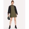 imageMilumia Womens Mock Neck T Shirt Dress Casual Short Sleeve Loose A Line Swing Mini DressOlive Green