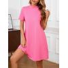 imageMilumia Womens Mock Neck T Shirt Dress Casual Short Sleeve Loose A Line Swing Mini DressPink