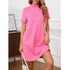imageMilumia Womens Mock Neck T Shirt Dress Casual Short Sleeve Loose A Line Swing Mini DressPink