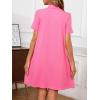 imageMilumia Womens Mock Neck T Shirt Dress Casual Short Sleeve Loose A Line Swing Mini DressPink
