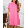 imageMilumia Womens Mock Neck T Shirt Dress Casual Short Sleeve Loose A Line Swing Mini DressPink