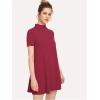 imageMilumia Womens Mock Neck T Shirt Dress Casual Short Sleeve Loose A Line Swing Mini DressRed