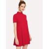 imageMilumia Womens Mock Neck T Shirt Dress Casual Short Sleeve Loose A Line Swing Mini DressRed Plain