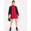 imageMilumia Womens Mock Neck T Shirt Dress Casual Short Sleeve Loose A Line Swing Mini DressRed Plain