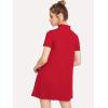 imageMilumia Womens Mock Neck T Shirt Dress Casual Short Sleeve Loose A Line Swing Mini DressRed Plain