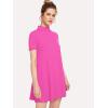 imageMilumia Womens Mock Neck T Shirt Dress Casual Short Sleeve Loose A Line Swing Mini DressRose Red