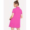 imageMilumia Womens Mock Neck T Shirt Dress Casual Short Sleeve Loose A Line Swing Mini DressRose Red