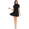 imageMilumia Womens Mock Neck T Shirt Dress Casual Short Sleeve Loose A Line Swing Mini DressSummer Black Plain