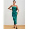 imageMilumia Womens Printed Strapless Tube Top Long Dress Slit Hem Sleeveless Bodycon Maxi DressesBlue