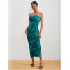 imageMilumia Womens Printed Strapless Tube Top Long Dress Slit Hem Sleeveless Bodycon Maxi DressesBlue