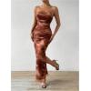 imageMilumia Womens Printed Strapless Tube Top Long Dress Slit Hem Sleeveless Bodycon Maxi DressesCoffee Brown