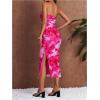 imageMilumia Womens Printed Strapless Tube Top Long Dress Slit Hem Sleeveless Bodycon Maxi DressesDark Pink