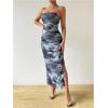 imageMilumia Womens Printed Strapless Tube Top Long Dress Slit Hem Sleeveless Bodycon Maxi DressesGrey