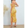 imageMilumia Womens Printed Strapless Tube Top Long Dress Slit Hem Sleeveless Bodycon Maxi DressesLight Yellow