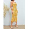 imageMilumia Womens Printed Strapless Tube Top Long Dress Slit Hem Sleeveless Bodycon Maxi DressesLight Yellow