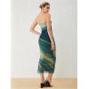 imageMilumia Womens Printed Strapless Tube Top Long Dress Slit Hem Sleeveless Bodycon Maxi DressesMulticolor Green