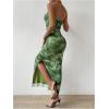 imageMilumia Womens Printed Strapless Tube Top Long Dress Slit Hem Sleeveless Bodycon Maxi DressesOlive Green
