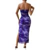 imageMilumia Womens Printed Strapless Tube Top Long Dress Slit Hem Sleeveless Bodycon Maxi DressesPurple