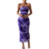 imageMilumia Womens Printed Strapless Tube Top Long Dress Slit Hem Sleeveless Bodycon Maxi DressesPurple