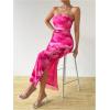 imageMilumia Womens Printed Strapless Tube Top Long Dress Slit Hem Sleeveless Bodycon Maxi DressesRose Pink