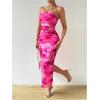 imageMilumia Womens Printed Strapless Tube Top Long Dress Slit Hem Sleeveless Bodycon Maxi DressesRose Pink