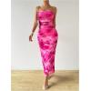 imageMilumia Womens Printed Strapless Tube Top Long Dress Slit Hem Sleeveless Bodycon Maxi DressesRose Pink