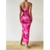 imageMilumia Womens Printed Strapless Tube Top Long Dress Slit Hem Sleeveless Bodycon Maxi DressesRose Pink