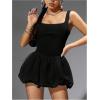 imageMilumia Womens Square Neck Sleeveless Ruffled Bubble Mini Tank DressBlack