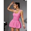 imageMilumia Womens Square Neck Sleeveless Ruffled Bubble Mini Tank DressPink