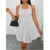 imageMilumia Womens Striped Halter Mini Dress A Line Flared Sleeveless Summer DressesBlack and White