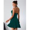 imageMilumia Womens Striped Halter Mini Dress A Line Flared Sleeveless Summer DressesDeep Green