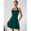 imageMilumia Womens Striped Halter Mini Dress A Line Flared Sleeveless Summer DressesDeep Green