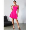 imageMilumia Womens Striped Halter Mini Dress A Line Flared Sleeveless Summer DressesDeep Pink