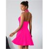 imageMilumia Womens Striped Halter Mini Dress A Line Flared Sleeveless Summer DressesDeep Pink