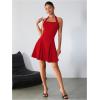 imageMilumia Womens Striped Halter Mini Dress A Line Flared Sleeveless Summer DressesLight Red