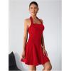 imageMilumia Womens Striped Halter Mini Dress A Line Flared Sleeveless Summer DressesLight Red