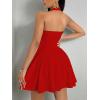 imageMilumia Womens Striped Halter Mini Dress A Line Flared Sleeveless Summer DressesRed