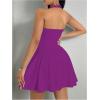 imageMilumia Womens Striped Halter Mini Dress A Line Flared Sleeveless Summer DressesViolet