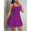 imageMilumia Womens Striped Halter Mini Dress A Line Flared Sleeveless Summer DressesViolet